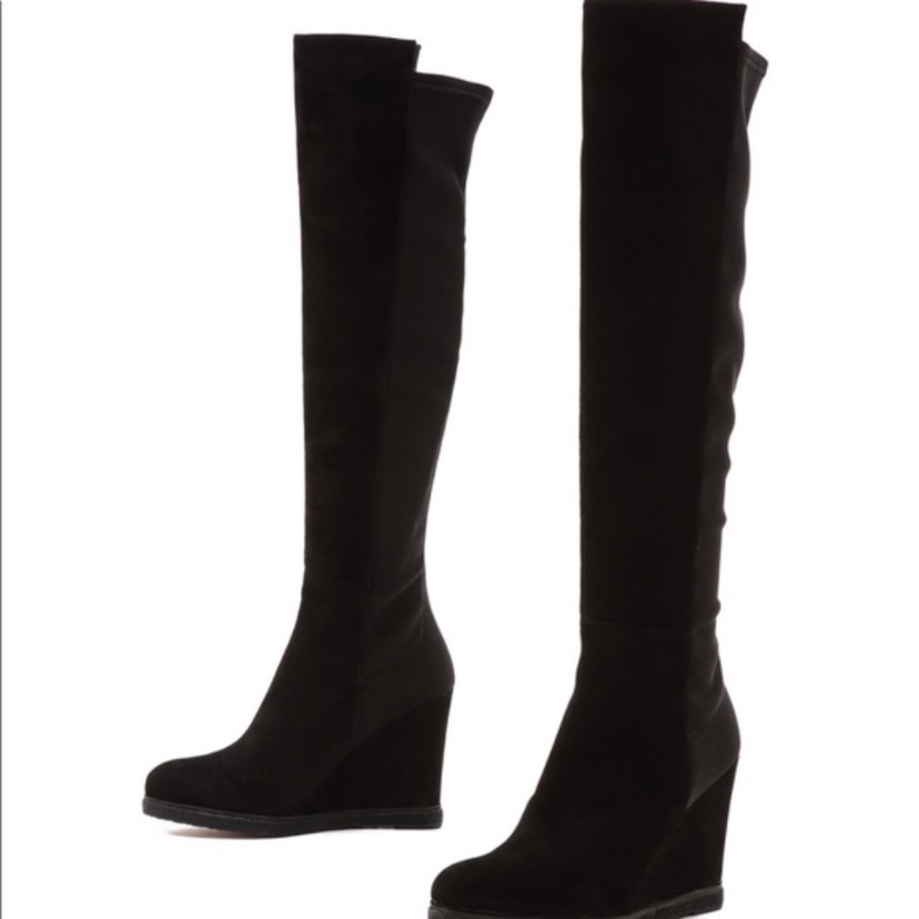 Stuart Weitzman Demiswoon Black Wedge Boots 5m